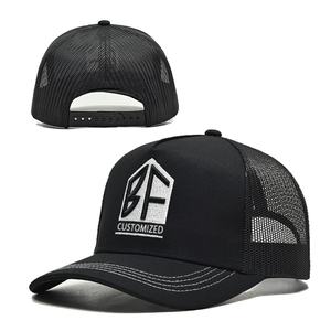 Gorra de Camionero de Alta Calidad al por Mayor, Logotipo Bordado en 3D Personalizado, Sellado Instantáneo, 5 Paneles, Totalmente Negra, Transpirable, de Malla - Product Image 1