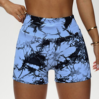 Shorts de Yoga Tie Dye Sin Costuras Virales de TikTok para Mujer, Leggings de Yoga de Cintura Alta con Efecto Scrunch Butt, Shorts Deportivos para Gimnasio y Ciclismo al por Mayor