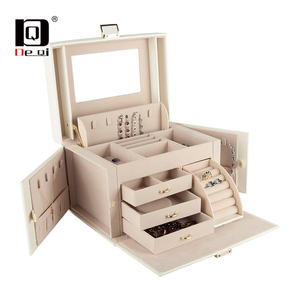 Sang Trọng Pu Da Đôi Mở Trung Quốc Tùy Chỉnh Đa Chức Năng Trang Sức Di Động Hộp Tổ Chức Lưu Trữ Trường Hợp Tủ Với <span class=keywords><strong>Clasp</strong></span> Kim Loại - Product Image 3