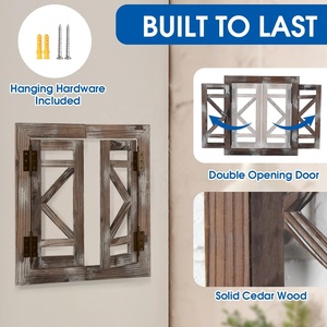 Cornice per Finestra in <span class=keywords><strong>Legno</strong></span> Rustica Quadrata, Decorazione da Parete con Vetri Apribili, Stile Fattoria per Soggiorno - Product Image 2