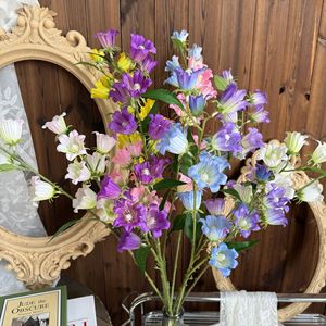 Fleur artificielle Jinxi à tige unique, campanule en soie blanche, rose, jaune, bleue, violette pour décoration de mariage et de maison - Product Image 1