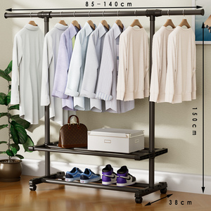 Séchoir à linge mobile simple et double barre, grande capacité, pour intérieur, rangement et suspension des vêtements - Product Image 2