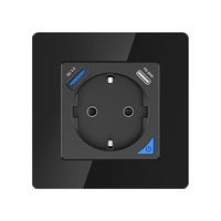 Prise murale en verre SZMYQ avec charge rapide PD 20W Type-C, moniteur de puissance, norme UE, contrôle vocal intelligent Tuya WiFi et application