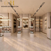 Comptoir de présentation de cosmétiques de luxe avec éclairage, vitrine de maquillage personnalisée, mobilier de magasin de cosmétiques