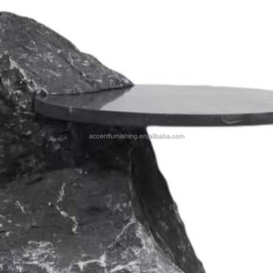Mesa auxiliar FRP moderna con base de textura de roca Mesa FRP de sentido artístico moderno Mesa de centro de granja - Product Image 6