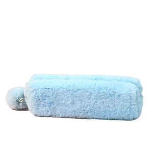 Fluffy Pencil Case Fabric Storage <b>Bag</b> Novelty Gift Pink Gray Black Beige Color Options - Product Image 2