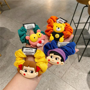 Coleteros Elásticos Hechos a Mano con Diseño Floral y <span class=keywords><strong>de</strong></span> Dibujos Animados en Tela Colorida Estilo Coreano para Niños y Adultos - Product Image 4