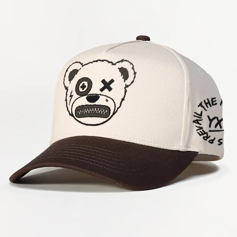 Structured Bear Embroidery Baseball Cap a Frame Hat with Custom Logo with high quality caps fitted hat