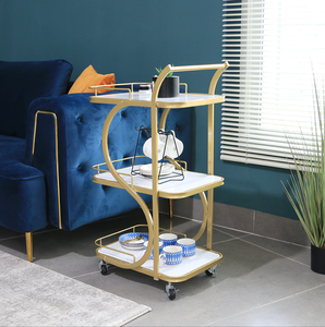 Simple and Modern Hair Salon Shop Special Trolley <strong>Cart</strong> <strong>Gold</strong> and Silver Stainless Steel Material - Product Image 4