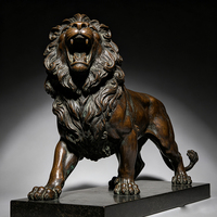 Sculpture de lion debout en bronze coulé sur mesure, grande statue de lion occidentale en métal pour la décoration d'entrée de jardin ou de place publique