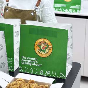 Emballage personnalisé pour restaurant de restauration rapide, sac en papier kraft écologique pour hamburgers, poulet frit, nuggets, sac à emporter avec poignées - Product Image 5