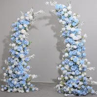 KE-HOA004 Arche de Mariage Fleurie en Corne de Rose, Décoration d'Arche Florale Artificielle en Soie pour Cérémonie