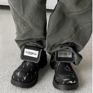 English Style Derby Shoes Pure Black Casual Big-top Shoes Thick Sole Heightening Feature <b>Small</b> Leather Shoes for Men - Product Image 5