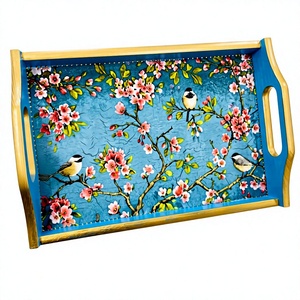 Bandeja de Madera MDF con Estampado Meena de Lujo, Plato Decorativo para Servir Té, Café, Desayuno, Decoración del Hogar, Regalo de Boda y Festividades - Product Image 5