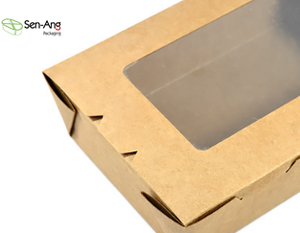 Senang01-caja de papel Kraft con tapa para llevar, caja desechable de fábrica, rectangular, venta al por mayor - Product Image 2