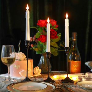 Bougie LED rechargeable de 8 pouces, sans flamme, effet de flamme vacillante, fonctionne sur piles, bougies coniques avec télécommande, décoration de mariage, centre de table - Product Image 4