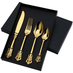 18/10 en acier inoxydable couteau fourchettes set de couverts en or antique <span class=keywords><strong>Vintage</strong></span> argenterie ensemble - Product Image 6
