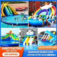 Équipement de parc aquatique gonflable, toboggans Panda et Éléphant, piscine pour enfants, structure de support pour piscine, utilisation en extérieur