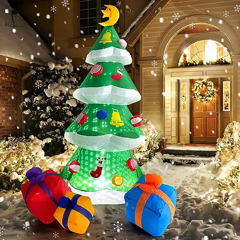 Helen albero di natale gonfiabile dell'iarda di esplosione di natale di alta qualità con il giocattolo gonfiabile rotante delle luci del LED del fiocco di neve