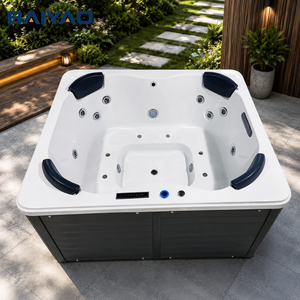 Spa extérieur pour 4 personnes, jacuzzi avec jets puissants et éclairage LED changeant de couleur, idéal pour les villas, les jardins et les lieux de villégiature. - Product Image 4