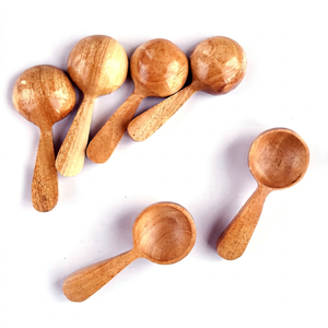 Cucharas de Madera de Diseño Clásico, Mango Corto, Ecológicas, Duraderas, Capacidad de 10 ml, Tazón Redondo para Uso en la Cocina - Product Image 1