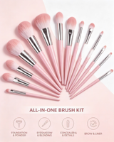 Ensemble de pinceaux de luxe professionnels artisanaux pour le visage, les yeux, le fond de teint, le correcteur, l'eye-liner, le mascara, 11 pièces, synthétiques et plats