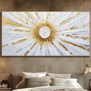 Quadro Moderno Astratto con Foglia d'Oro, Dipinto a Mano in Acrilico e Cristallo su Porcellana per Decorazione Murale Domestica - Product Image 5