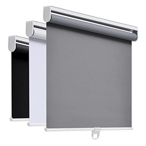 Stores occultants 100% sans perçage, installation facile, stores à enroulement gris manuels pour fenêtres intérieures - Product Image 1