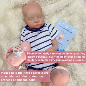 Poupée bébé garçon réaliste en silicone de 16 pouces, nouveau-né endormi, jouet lavable pour enfants - Product Image 6