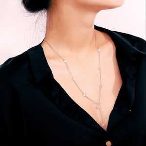 Collier Lariat Plaqué <span class=keywords><strong>Or</strong></span> avec Zirconiums Cubiques, Longue Chaîne Sexy pour Femmes, Forme Y, Bijou en Chaîne avec Zirconiums Cubiques Sertis, Collection Été 2026 - Product Image 3