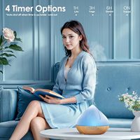 Diffuseur d'huiles essentielles ultrasonique électrique 500 ml avec télécommande, lumières LED 7 couleurs, humidificateur d'air de table en plastique écologique