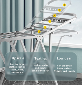Meilleure vente Séchoir à <span class=keywords><strong>linge</strong></span> pliable à 21 tiges, boucle antidérapante, étagère à chaussures et roues Séchoir à <span class=keywords><strong>linge</strong></span> en acier inoxydable - Product Image 6