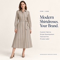 Fabricant de vêtements OEM, robe chemise en lin et coton pour femme, col polo blanc, manches longues, élégante, décontractée, mi-longue, printemps-automne, sur mesure