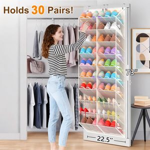 Over The Door <b>Shoe</b> Organizer 20 Pockets Breathable Mesh Hanging Rack For Closet Storage <b>Shoes</b> Holder White - Product Image 2
