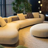 Ensemble de canapés Bessel, design minimaliste italien, canapé modulaire incurvé, tissu en laine d'agneau, rembourrage de forme personnalisée, éponge haute densité