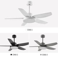 Ventilateur de plafond intérieur encastré avec lumière et télécommande 42 46 52 54 pouces Kit de lumière de ventilateur de plafond Wifi moderne noir 5 pales
