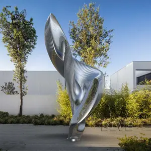Büyük açık kinetik rüzgar Modern soyut sanat paslanmaz çelik bahçe Metal heykel Exterieur