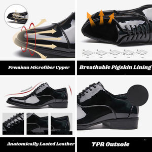Estilo británico 2025 nueva llegada Zapatos de vestir de charol brillante para Hombre Zapatos formales Oxford con punta en la tapa para negocios y bodas - Product Image 6