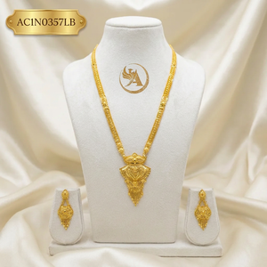 Classic 24K Gold Plated Arabic Dubai Style <b>Charm</b> Necklace Jewelry Set Designer Necklace & Earrings Set - Product Image 1