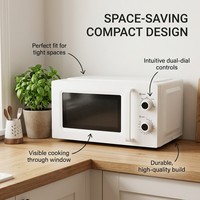 Oven Microwave Listrik Efisiensi Tinggi 700W Kompak 20L 5 Tingkat 35-Menit Timer Piring Putar Kaca Lepas Pasang Pengaman Anak Rumah Tangga