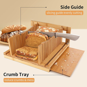 Boîte <span class=keywords><strong>à</strong></span> <span class=keywords><strong>pain</strong></span> en bambou 2 en 1 en gros avec trancheuse <span class=keywords><strong>à</strong></span> <span class=keywords><strong>pain</strong></span> intégrée, double couche, grande capacité, bac de rangement alimentaire pour plan de travail de cuisine - Product Image 6