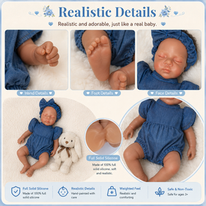 BAkwbwBY Muñeca Bebé <span class=keywords><strong>Reborn</strong></span> de Silicona de 12 Pulgadas, Realista, Niña Afroamericana con Traje Azul, Caja de Regalo, Biberón, Perfecta <span class=keywords><strong>para</strong></span> Niños - Product Image 6