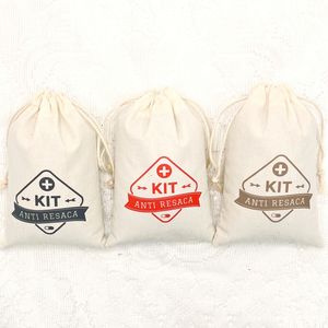 Bolsas de almacenamiento de algodón personalizadas Kits DE BODA Antiresaca Boda Party Gift Red Cross Hangover Kits Reciclable Print Craft Packaging - Product Image 1