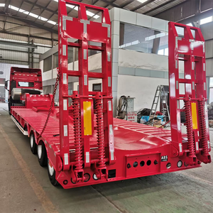 3 4 ejes cama baja cubierta de niño contenedor plano cuello de cisne excavadora transporte semirremolque camiones - Product Image 2