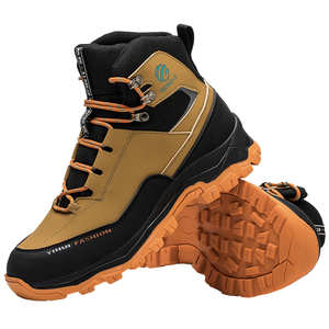 Chaussures de sécurité anti-perforation en cuir microfibre pour hommes, avec lacets en caoutchouc vert antidérapants et embout en acier, idéales pour l'usage en usine. - Product Image 1