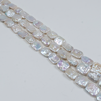 Collier de perles d'eau douce baroques carrées plates de 14-16 mm, perles semi-finies à contour géométrique, vente en gros directe d'usine