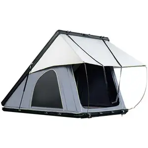Copertura rigida per tenda da tetto per auto a triangolo in alluminio per 2 persone per campeggio fuoristrada con pickup suv 4x4
