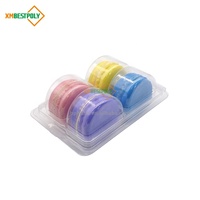 Emballage en blister pour macarons à 4 compartiments, plateau à charnière en plastique PET transparent pour biscuits, baklava, dessert