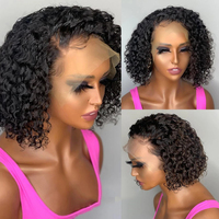 Pas cher Kinky Curly Short Bob Perruques Brut Cheveux Humains Indiens Lace Front Perruques Pour Les Femmes Noires 360 Full Hd Lace Frontal Perruques Cheveux Humains