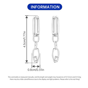 Boucles d'oreilles créoles minimalistes en laiton blanc avec zircone, bijoux simples pour tous les jours pour femmes - Product Image 5